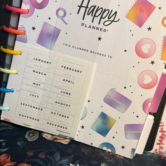 Happy Planner Black & Gold Classic Premium Cover w/ Rainbow discs - undated NEW - Picture 3 of 9